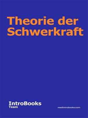 cover image of Theorie der Schwerkraft